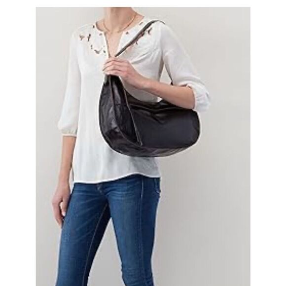 HOBO Handbags - HOBO International black leather shoulder bag with brass hardware NWT $288
